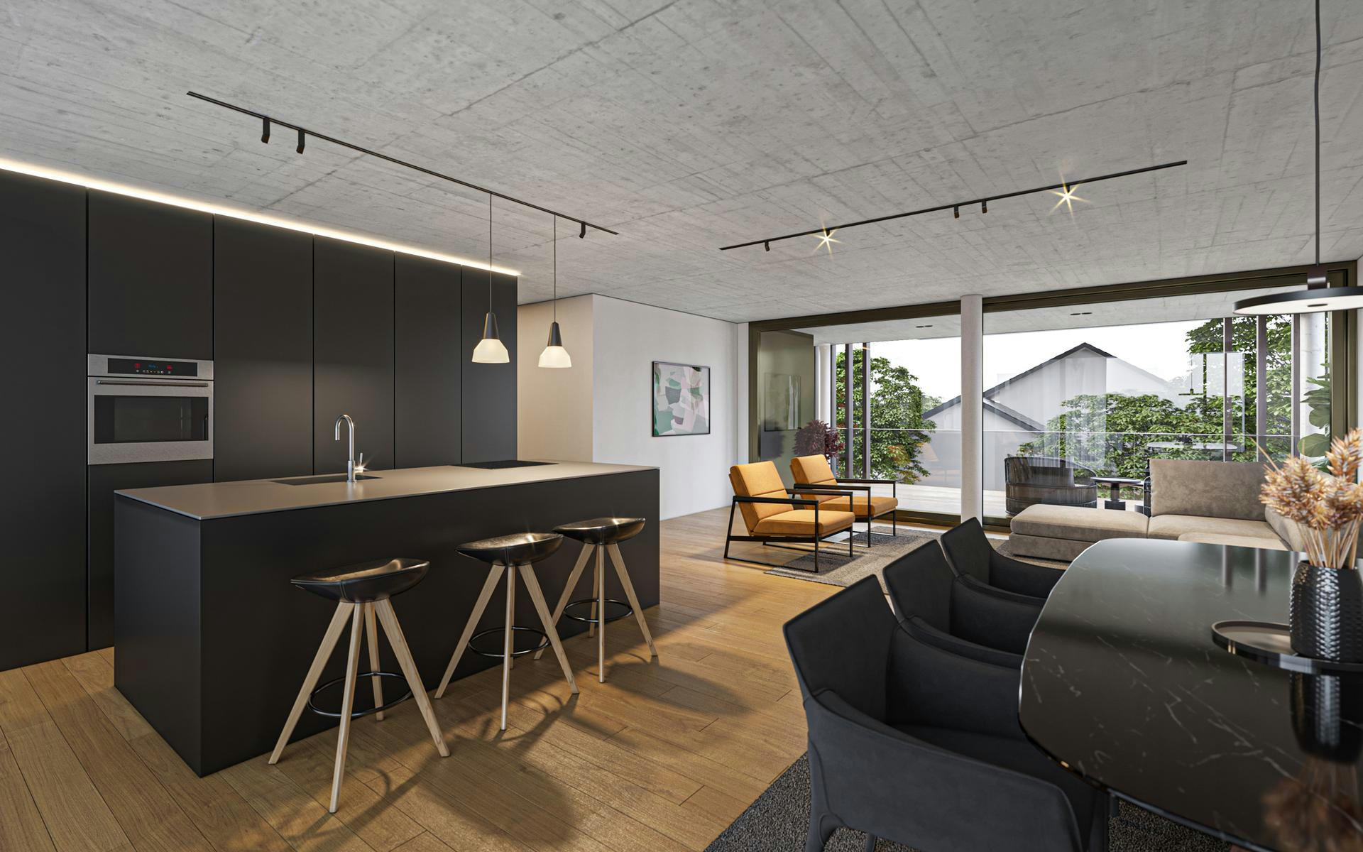 Planning and concept of the multi-family house Aura in Widnau by the architectural office N2A.