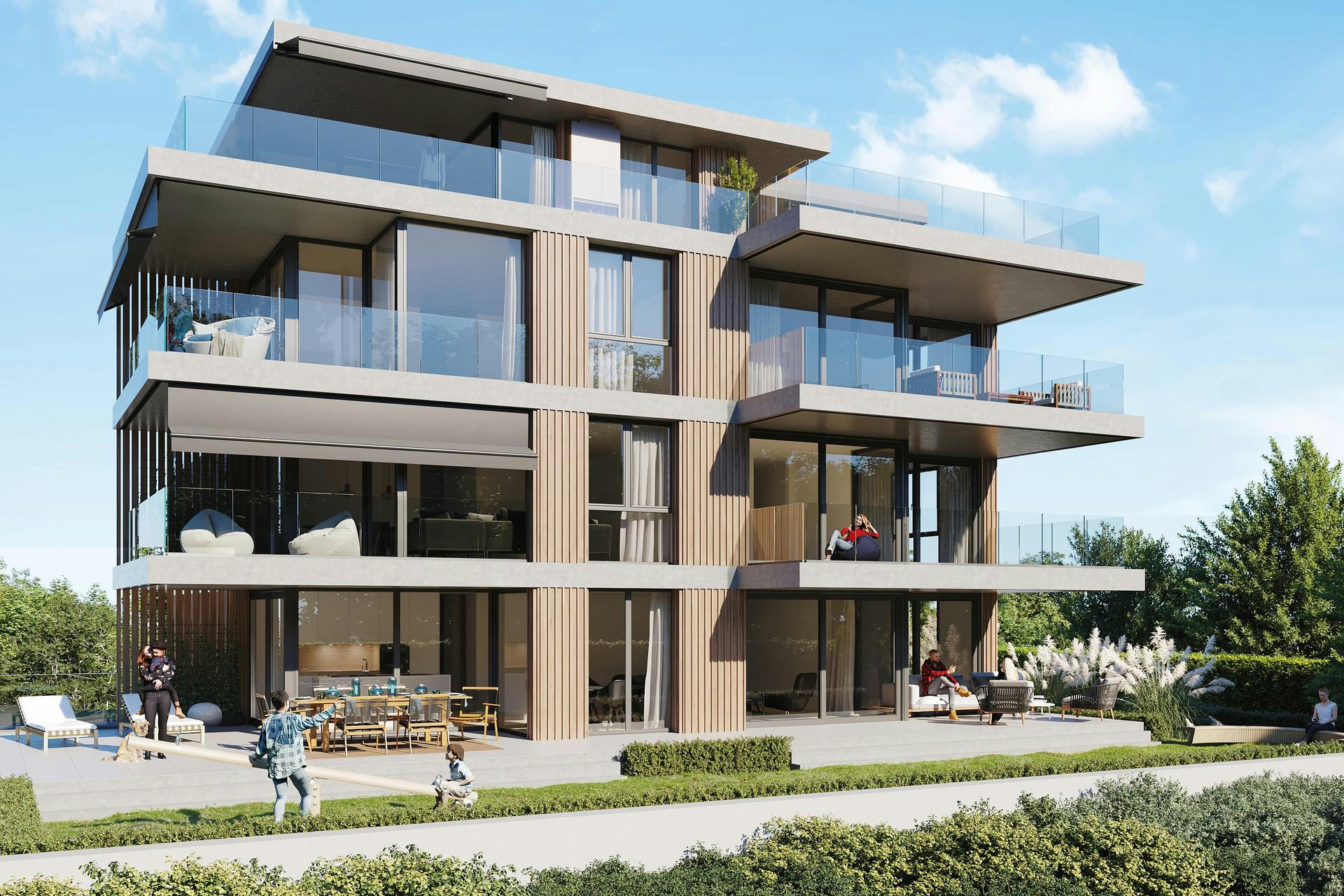 Planning and concept of the Birke apartment building in Widnau by the architectural office N2A.