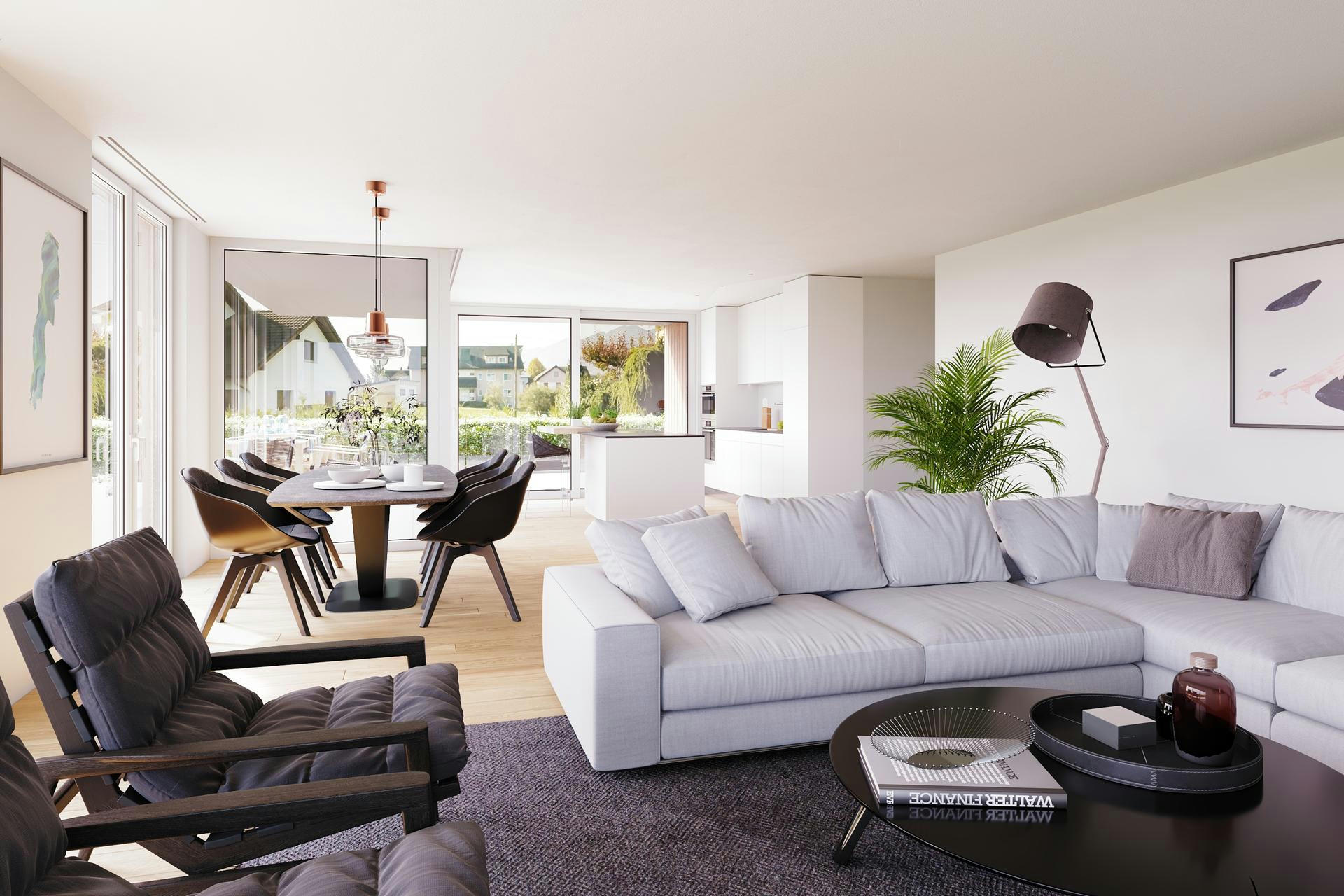 Planning and concept of the Birke apartment building in Widnau by the architectural office N2A.