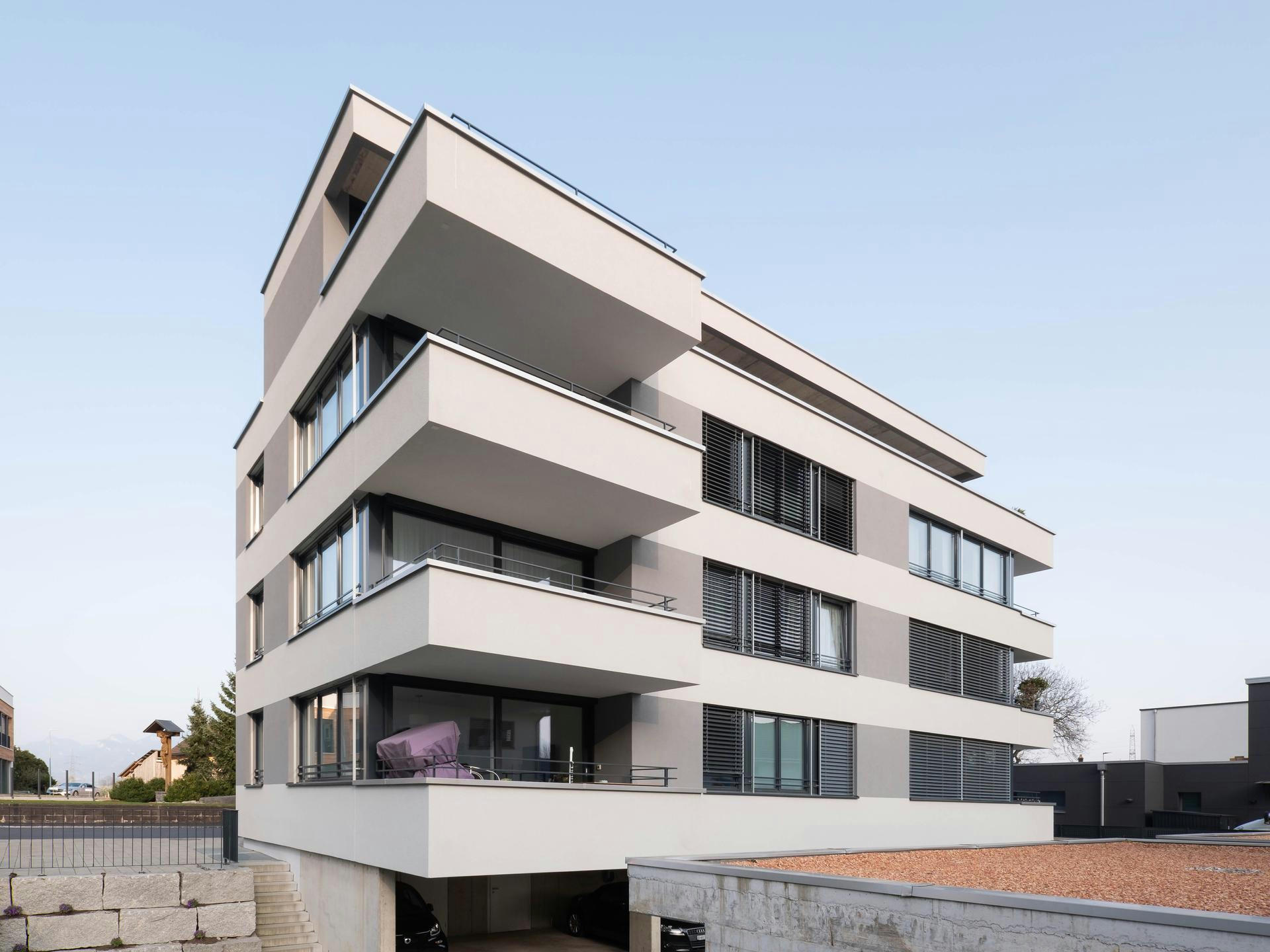 Planning and concept of the apartment building Alpin Chic in Rüthi by the architectural office N2A.