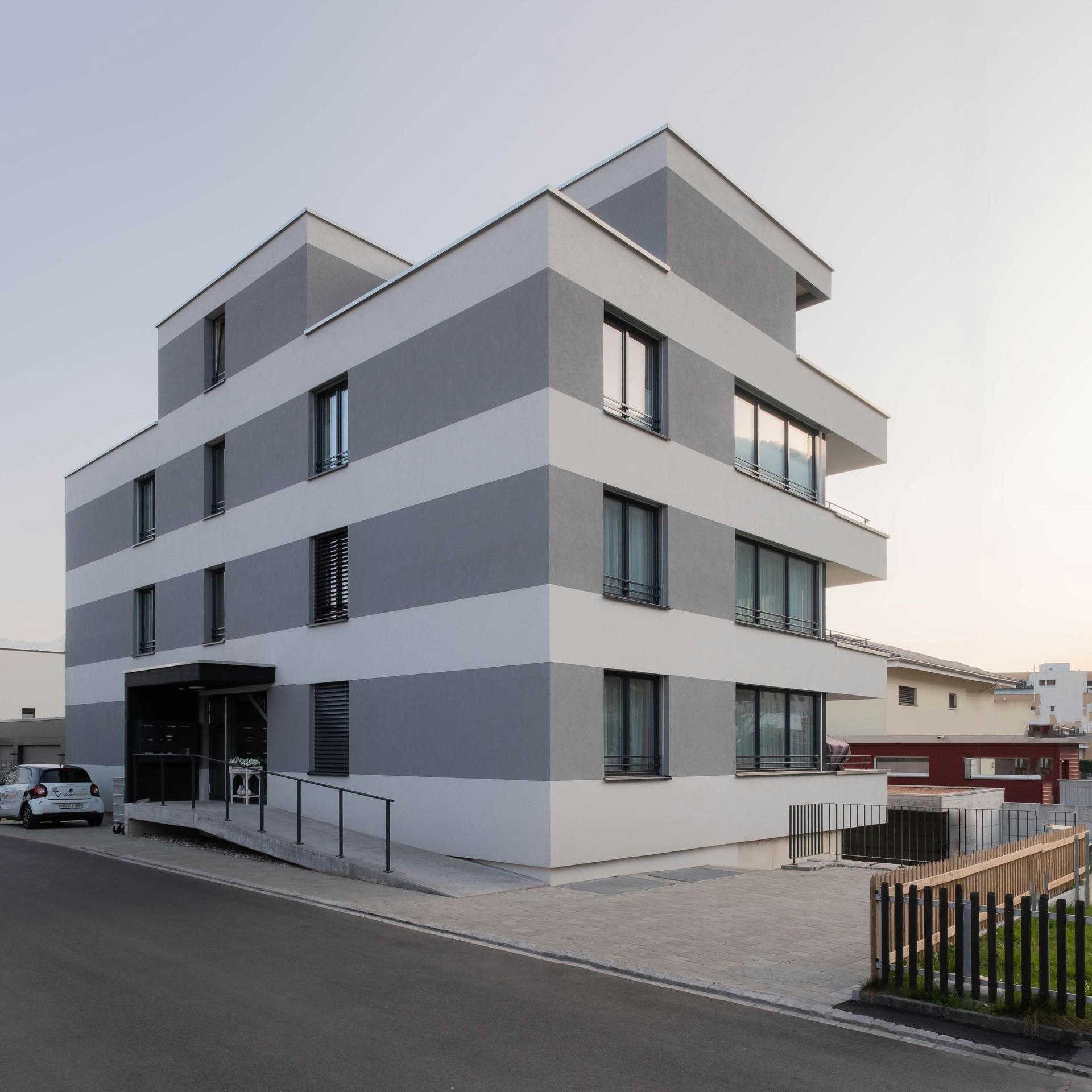 Planning and concept of the apartment building Alpin Chic in Rüthi by the architectural office N2A.