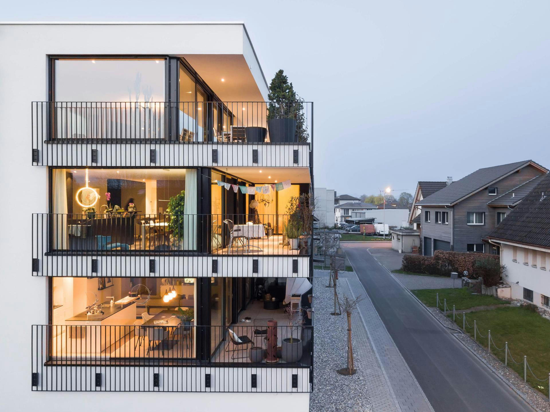 Planning and concept of the multi-family house Distelweg in Kriessern by the architectural office N2A.