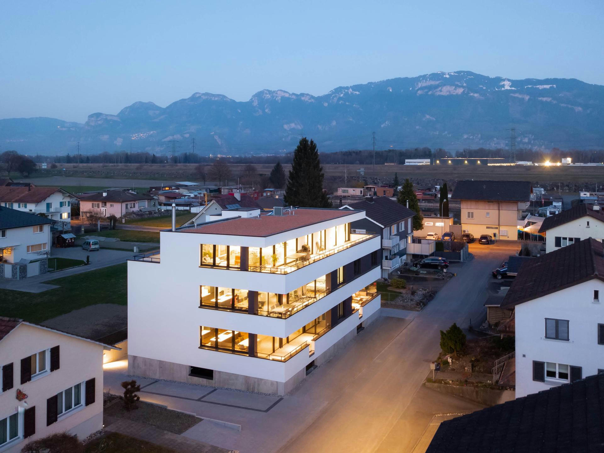 Planning and concept of the multi-family house Neudorfstraße in Kriessern by the architectural office N2A.