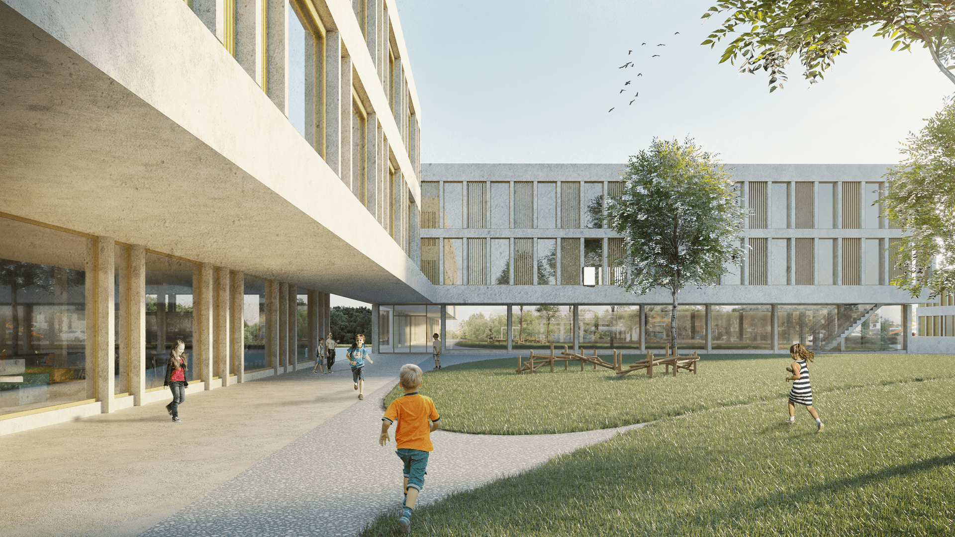 Planning and concept of the Sternmatt school building in Baar by the architectural office N2A.