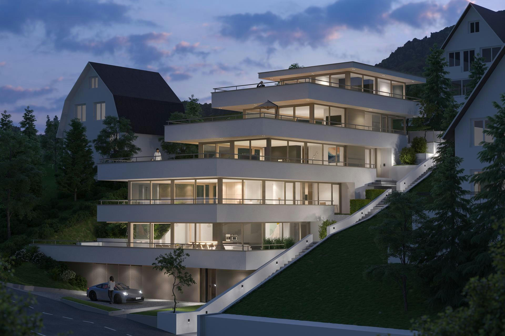 Planning and concept of terrace flats in Adliswil by the architectural office N2A.